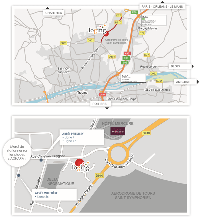 Plan d'accès Loging Formation Tours